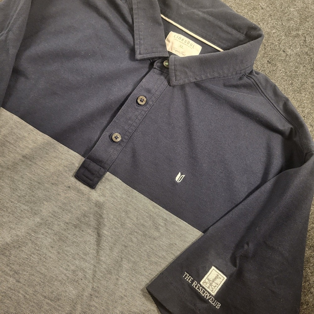 Linksoul Golf Polo Reserve Club Logo Men's XL Colorblock Blue Gray